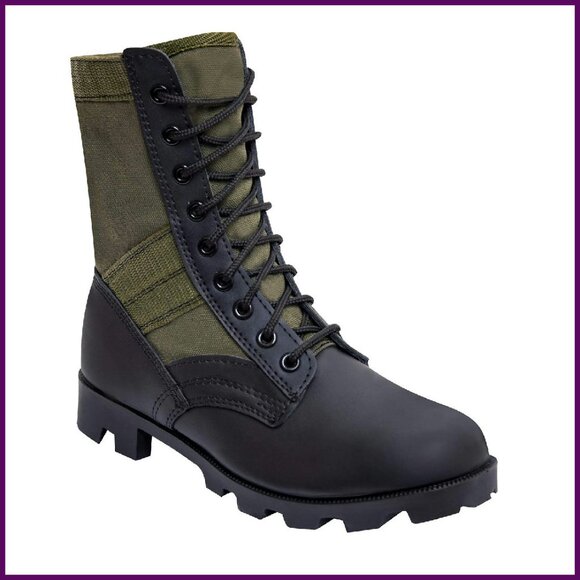 Men's 8-Inch Jungle Boots Canvas Leather Tactical Military
